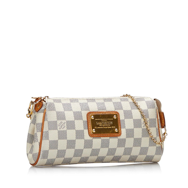 Louis Vuitton Damier Azur Eva Chain Shoulder Handbag White PVC Leather