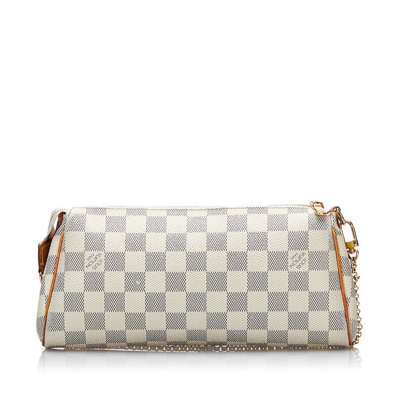 Louis Vuitton Damier Azur Eva Chain Shoulder Handbag White PVC Leather