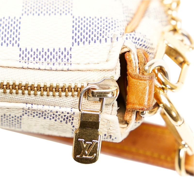 Louis Vuitton Damier Azur Eva Chain Shoulder Handbag White PVC Leather
