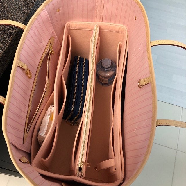 For [Neverfull GM MM PM (Small)] Organizer (w/ Detachable Zipper Bag) Tote Felt Purse Insert