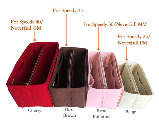 For [Neverfull GM MM PM (Small)] Organizer (w/ Detachable Zipper Bag) Tote Felt Purse Insert