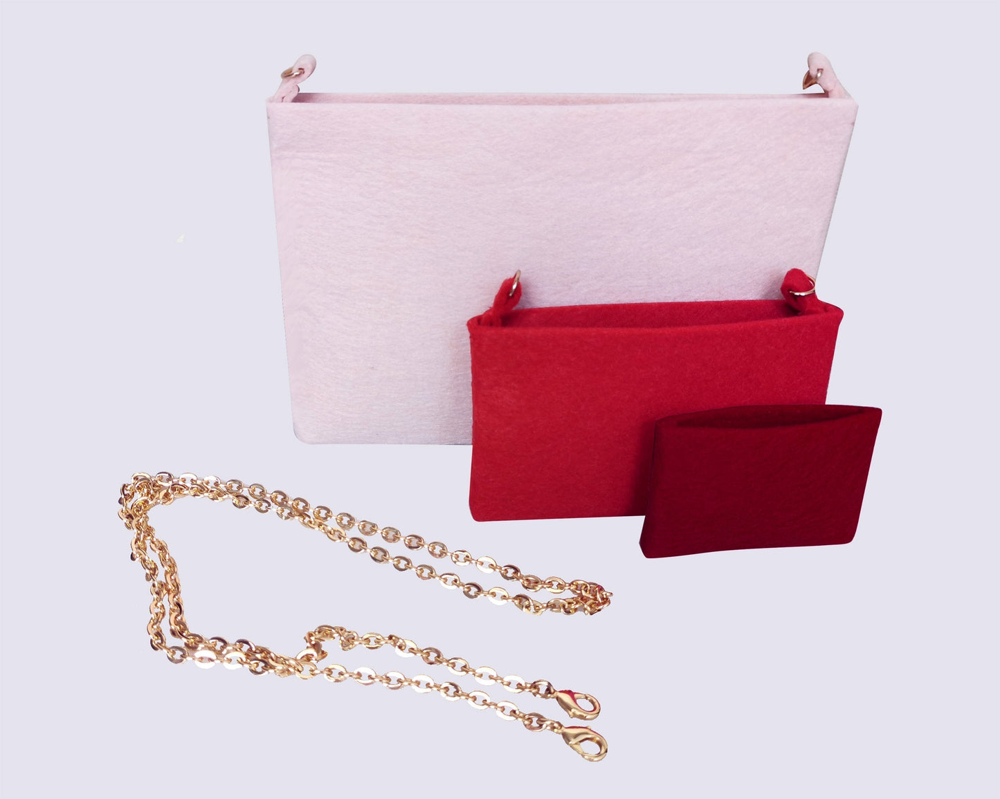 Organizer for [KIRIGAMI POCHETTE] (3-in-1 pouch) Felt Insert with Shoulder Strap Chain Covert to Crossbody Bag