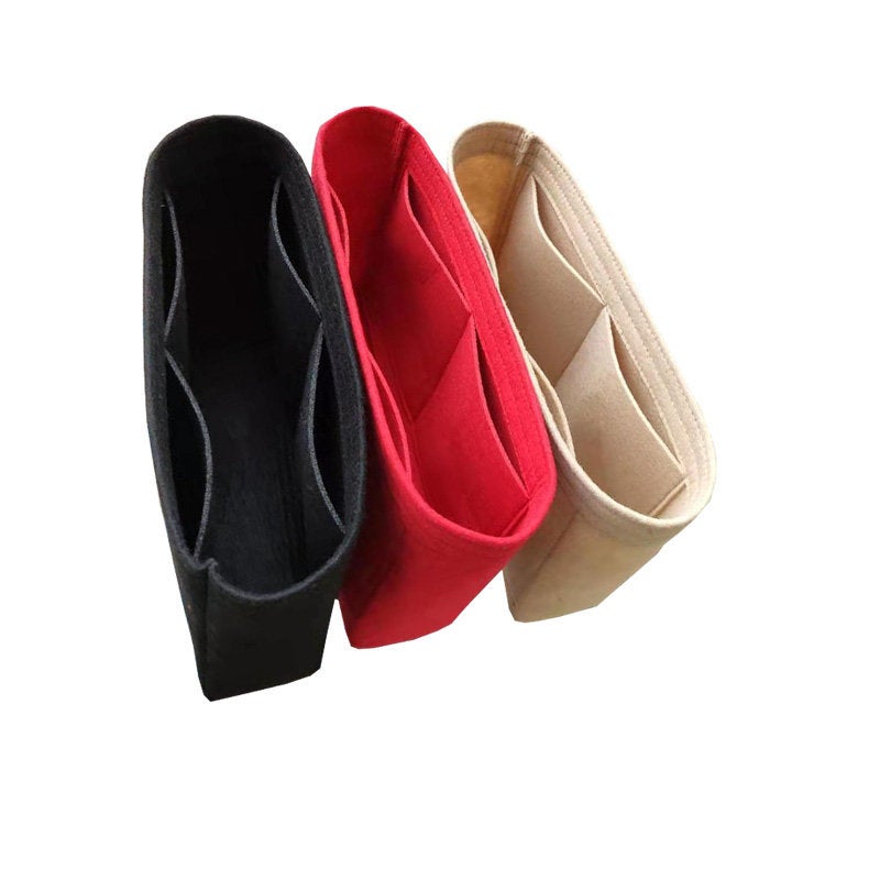 For [Petit Sac Plat] Felt Organizer Insert Liner Protector (Slim Design) Lining Purse Cosmetic