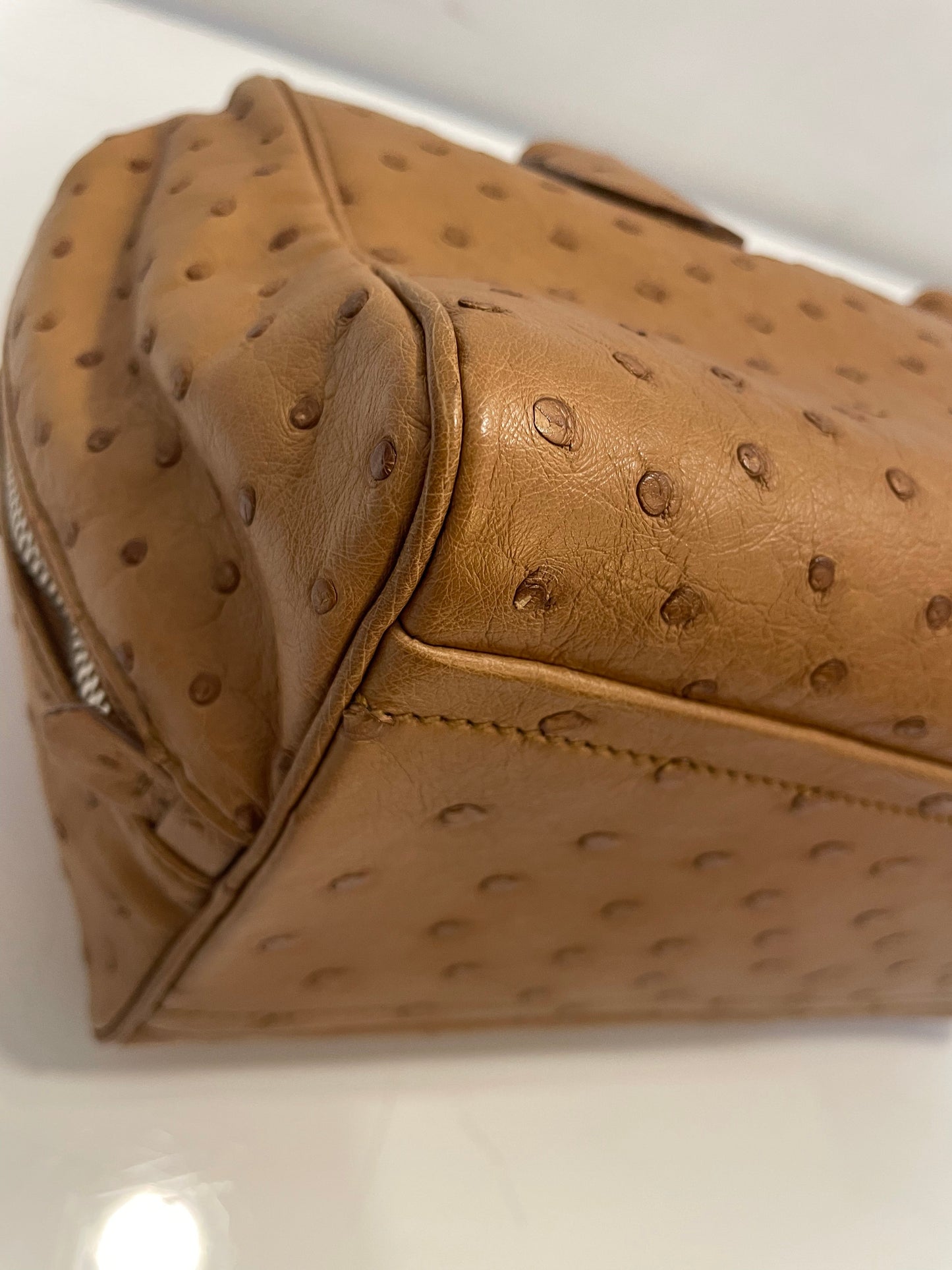 Prada Camel Ostrich Tote Bag
