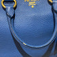 Prada Blue Vitello Daino 2 Way Bag