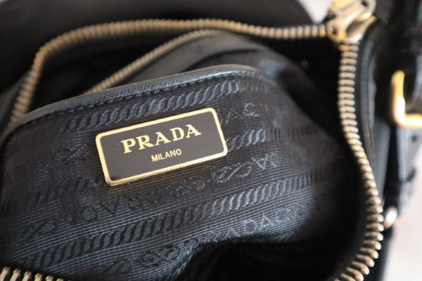Prada Black Nylon Hobo Bag