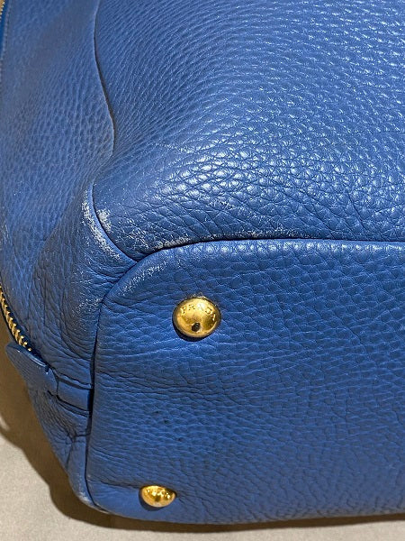Prada Blue Vitello Daino 2 Way Bag