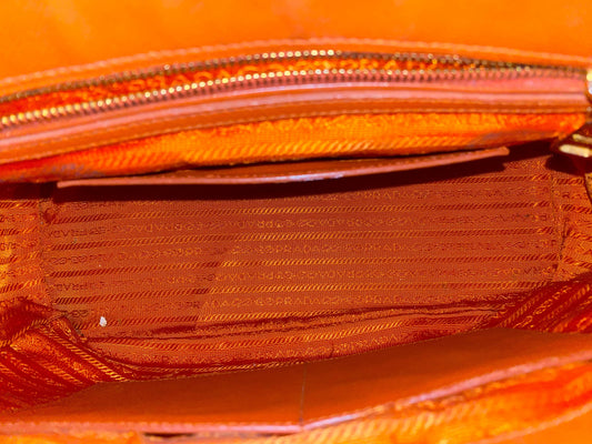 Prada Orange Galleria Double Zip Large Bag