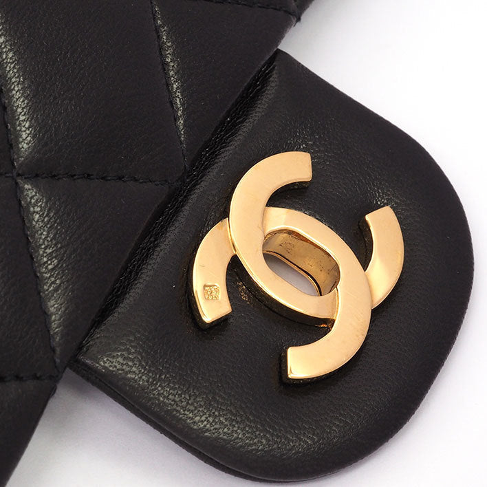 Chanel Classic Double Flap 25 Shoulder Bag Medium Black Quilted Lambskin
