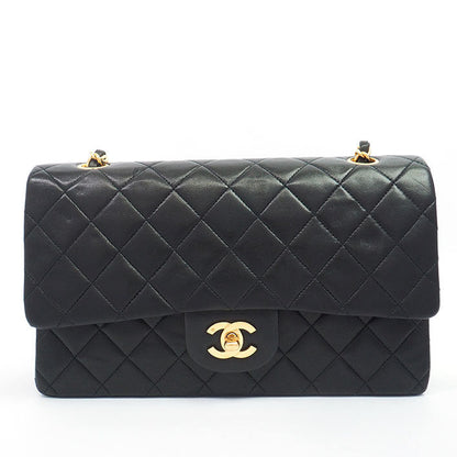 Chanel Classic Double Flap 25 Shoulder Bag Medium Black Quilted Lambskin