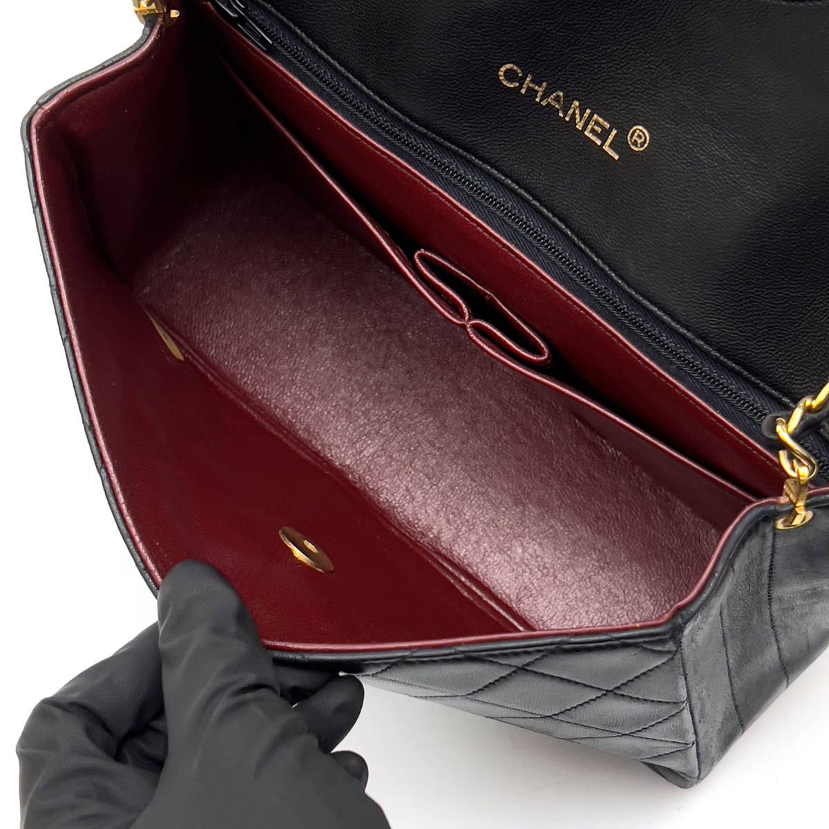 Chanel Shoulder Bag Flap Black Lambskin Leather Matrasse