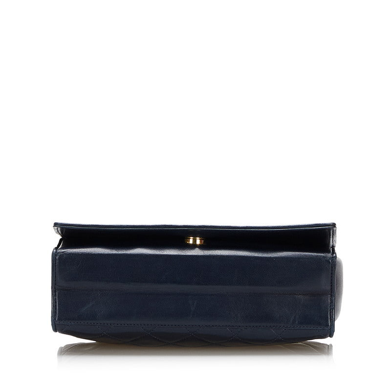 Chanel Shoulder Bag Flap Navy Lambskin Leather Matrasse