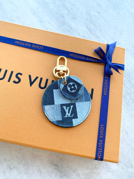[ ]Louis Vuitton Denim Monogram Patchwork Bag Charm/Key Holder