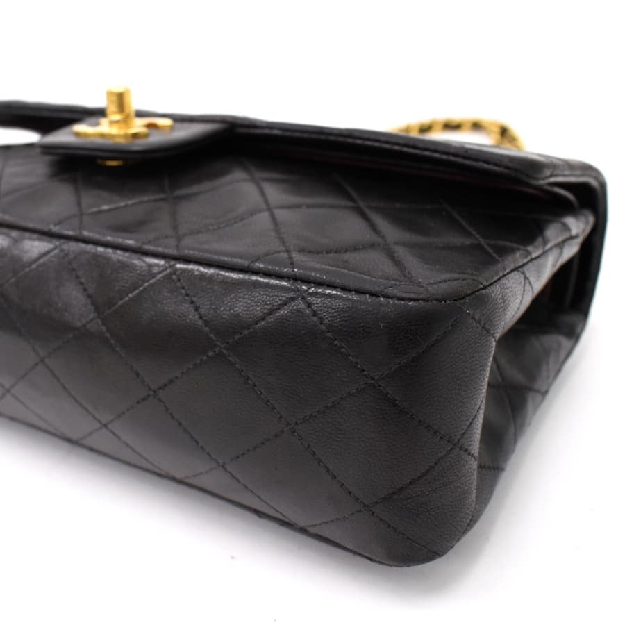 Chanel Classic Double Flap Shoulder Bag Medium Black Lambskin