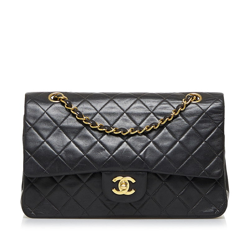 Chanel Classic Double Flap Shoulder Bag Medium Black Lambskin
