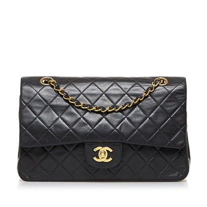 Chanel Classic Double Flap Shoulder Bag Medium Black Lambskin