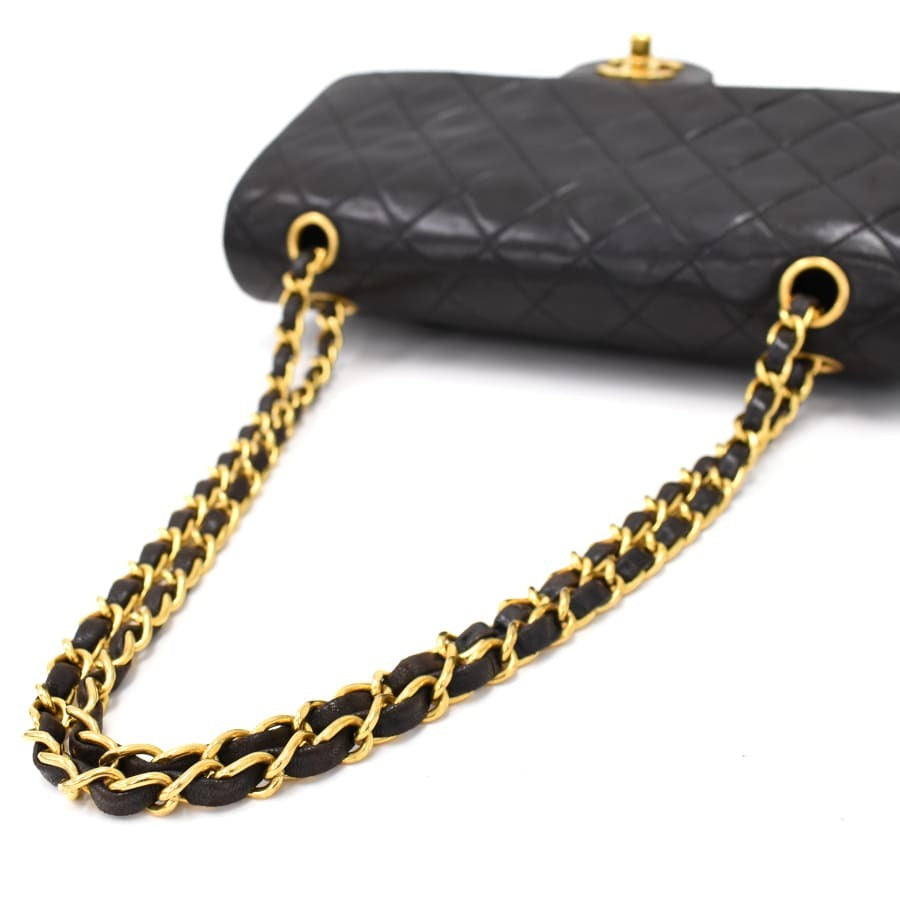 Chanel Classic Double Flap Shoulder Bag Medium Black Lambskin