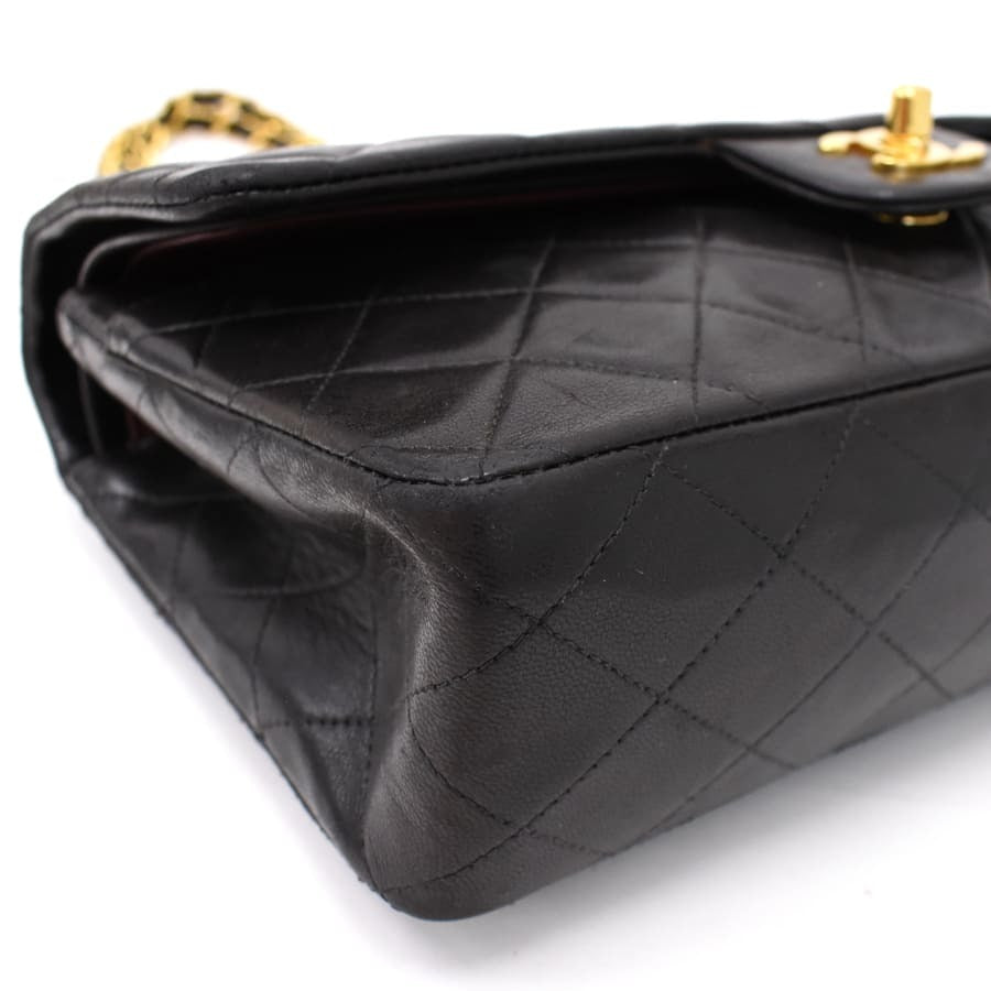Chanel Classic Double Flap Shoulder Bag Medium Black Lambskin