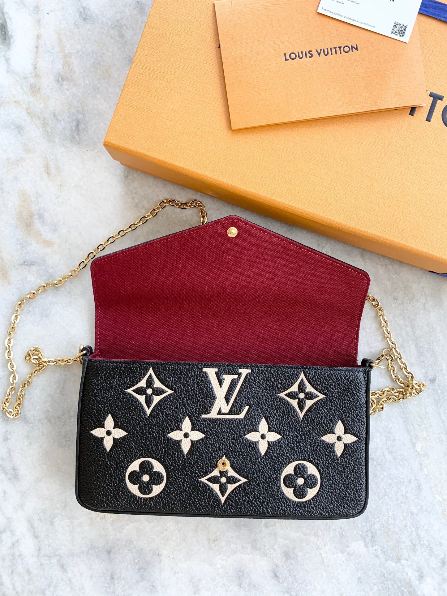 [ ]Louis Vuitton 2022 Pochette Felicie GM Bicolor Monogram Crossbody Bag