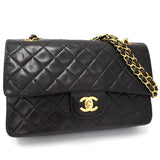 Chanel Classic Double Flap Shoulder Bag Medium Black Lambskin
