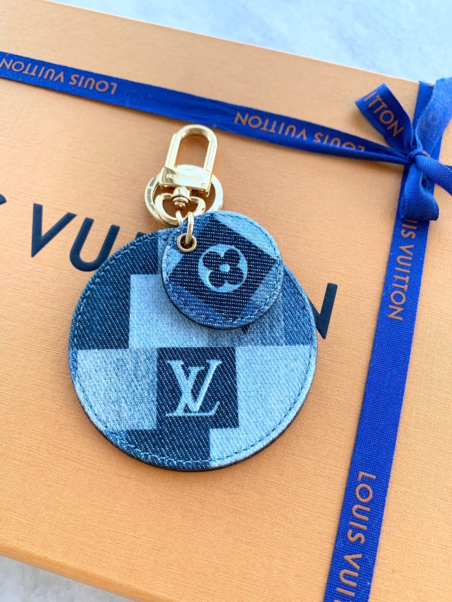 [ ]Louis Vuitton Denim Monogram Patchwork Bag Charm/Key Holder
