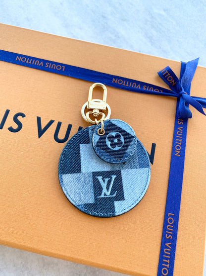 [ ]Louis Vuitton Denim Monogram Patchwork Bag Charm/Key Holder