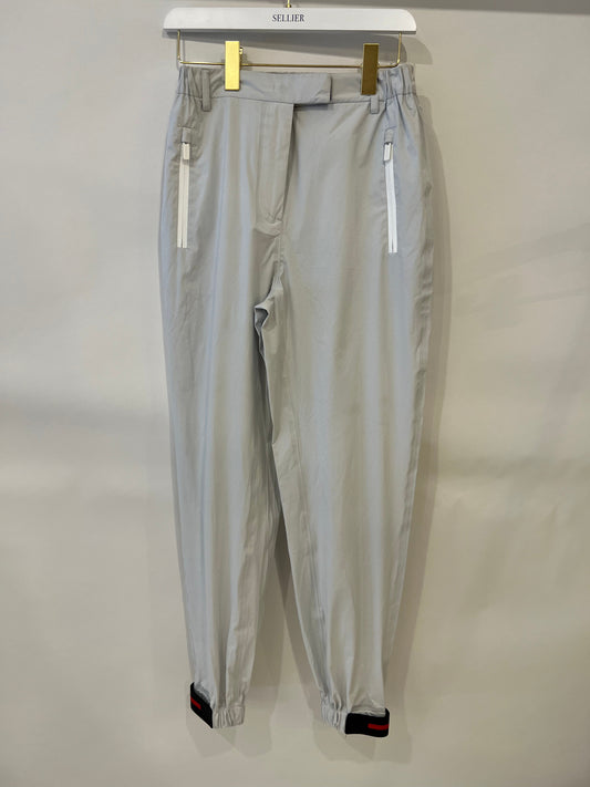 Prada Light Grey Active Nylon Pants with Logo Details Size S (UK 8)