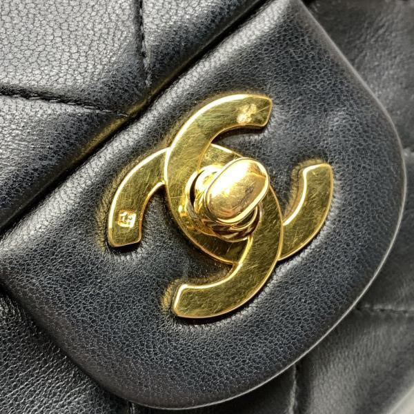 Chanel Classic Double Flap Shoulder Bag Medium Black Lambskin