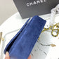 Blue suede Chanel woman handbag
