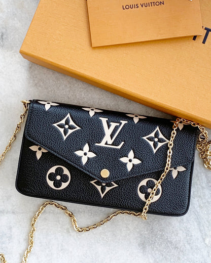 [ ]Louis Vuitton 2022 Pochette Felicie GM Bicolor Monogram Crossbody Bag