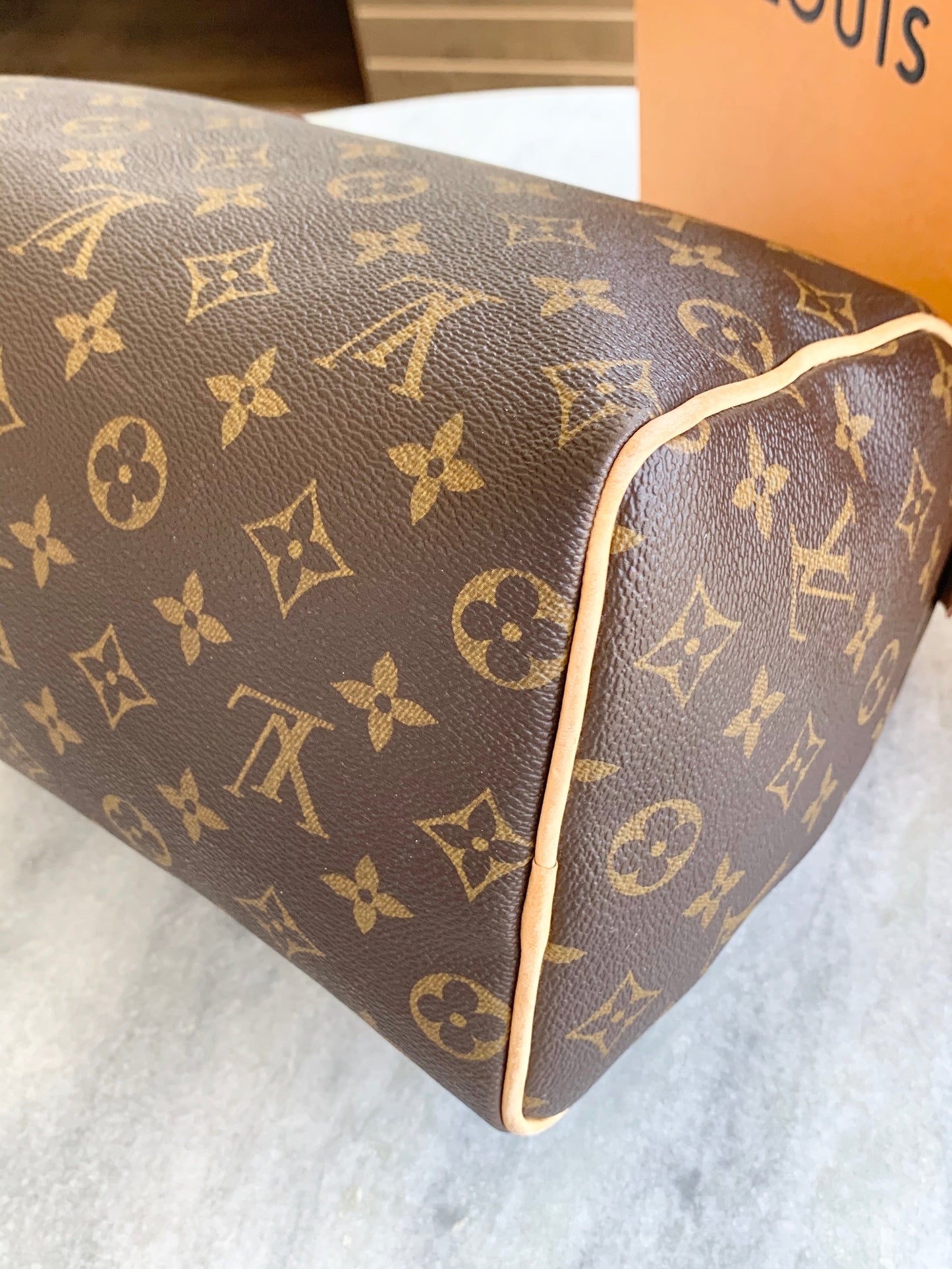 [ ] Louis Vuitton Speedy 25 Monogram Satchel Bag