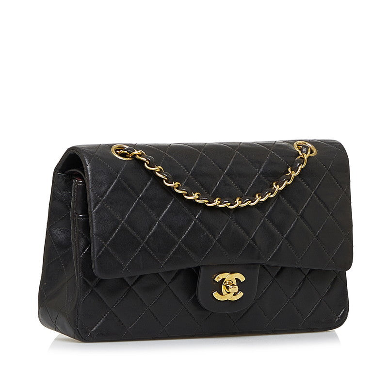 Chanel Classic Double Flap Shoulder Bag Medium Black Lambskin