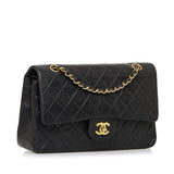 Chanel Classic Double Flap Shoulder Bag Medium Black Lambskin