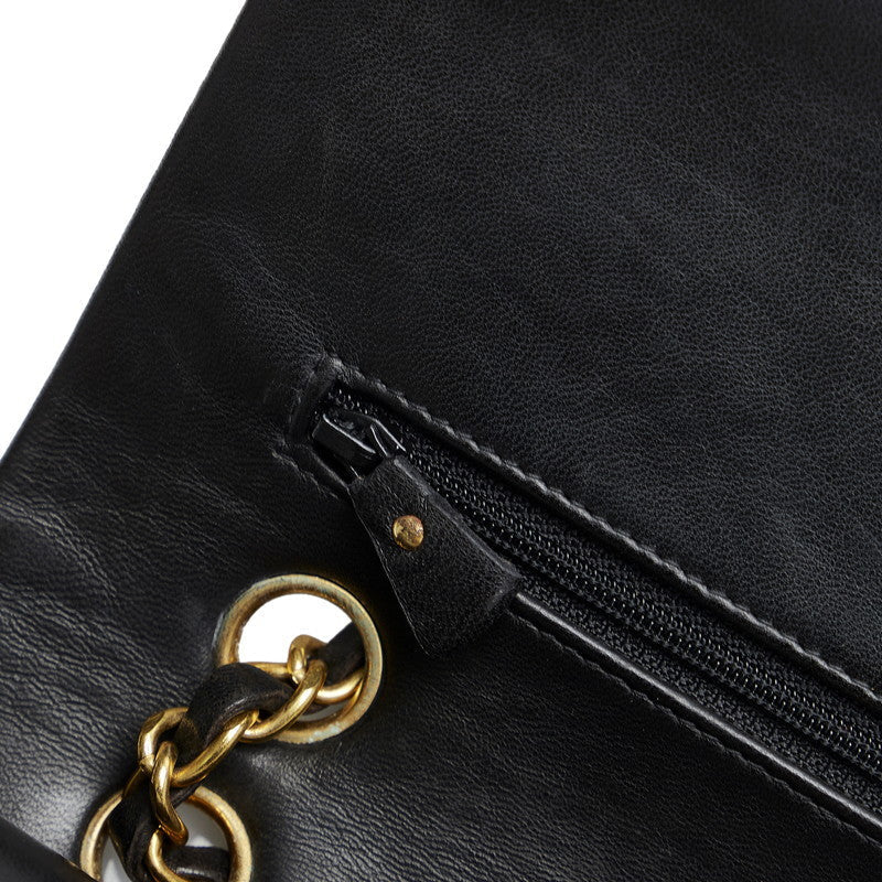 Chanel Classic Double Flap Shoulder Bag Medium Black Lambskin