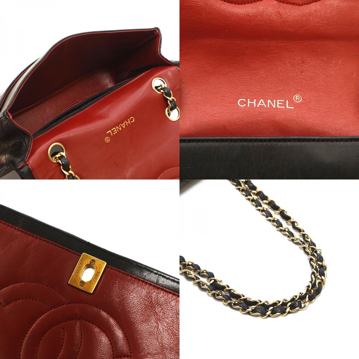 Chanel Shoulder Bag Flap Black Lambskin Leather Matrasse