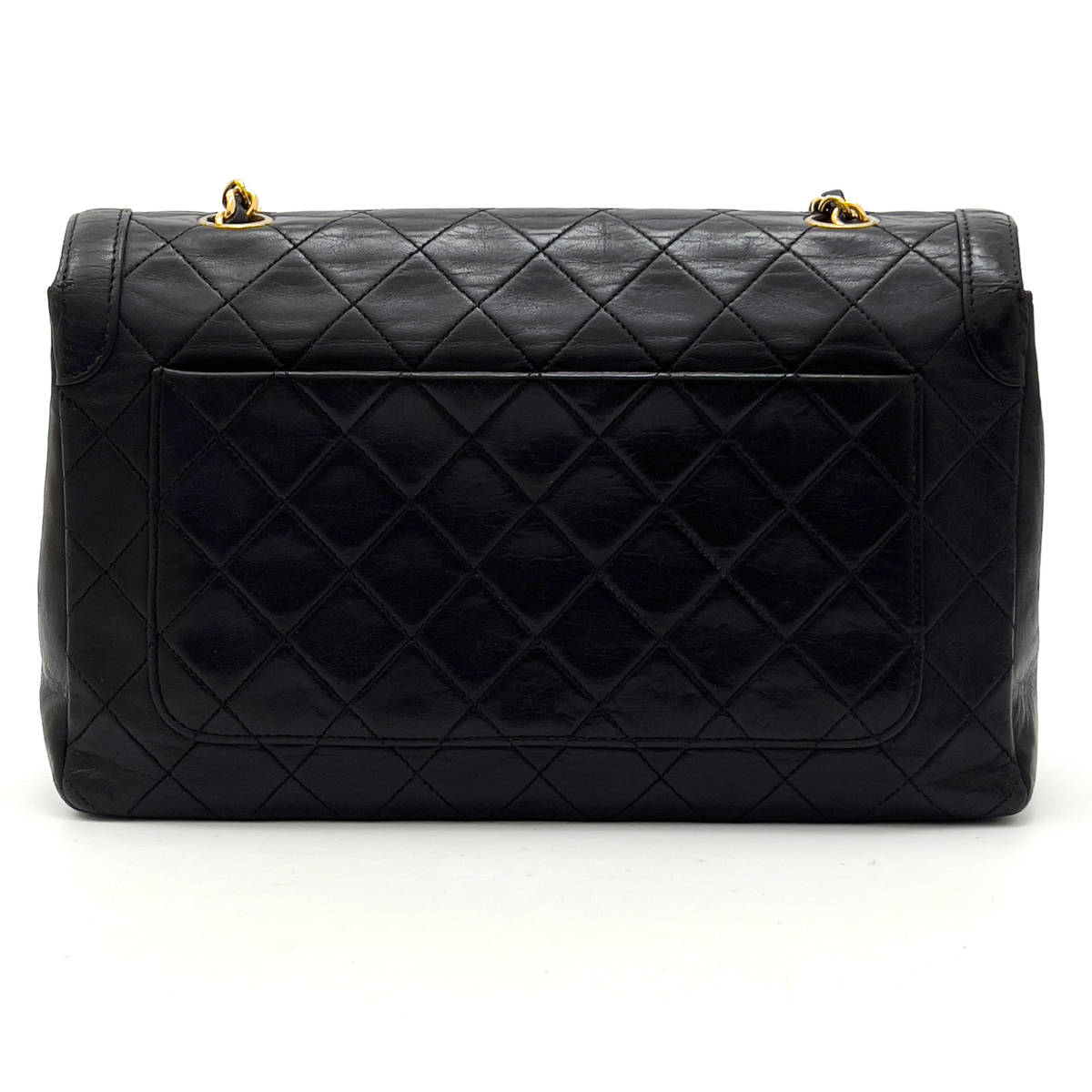 Chanel Shoulder Bag Single Flap Black Lambskin Leather Matrasse   First Series