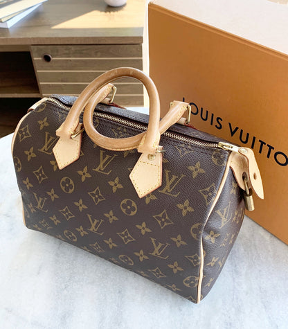 [ ] Louis Vuitton Speedy 25 Monogram Satchel Bag