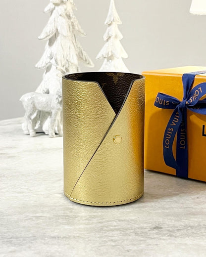 LOUIS VUITTON Monogram/Gold Pencil Holder