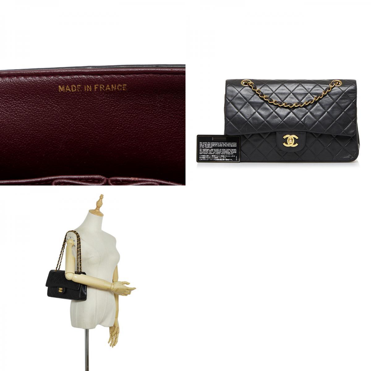 Chanel Classic Double Flap Shoulder Bag Medium Black Lambskin