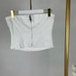 Prada White Cotton Front Pockets Bustier Top Size IT 42 (UK 8)