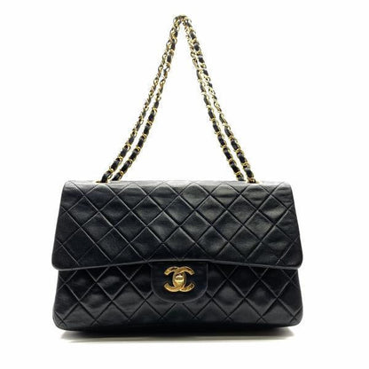 Chanel Classic Double Flap Shoulder Bag Medium Black Lambskin