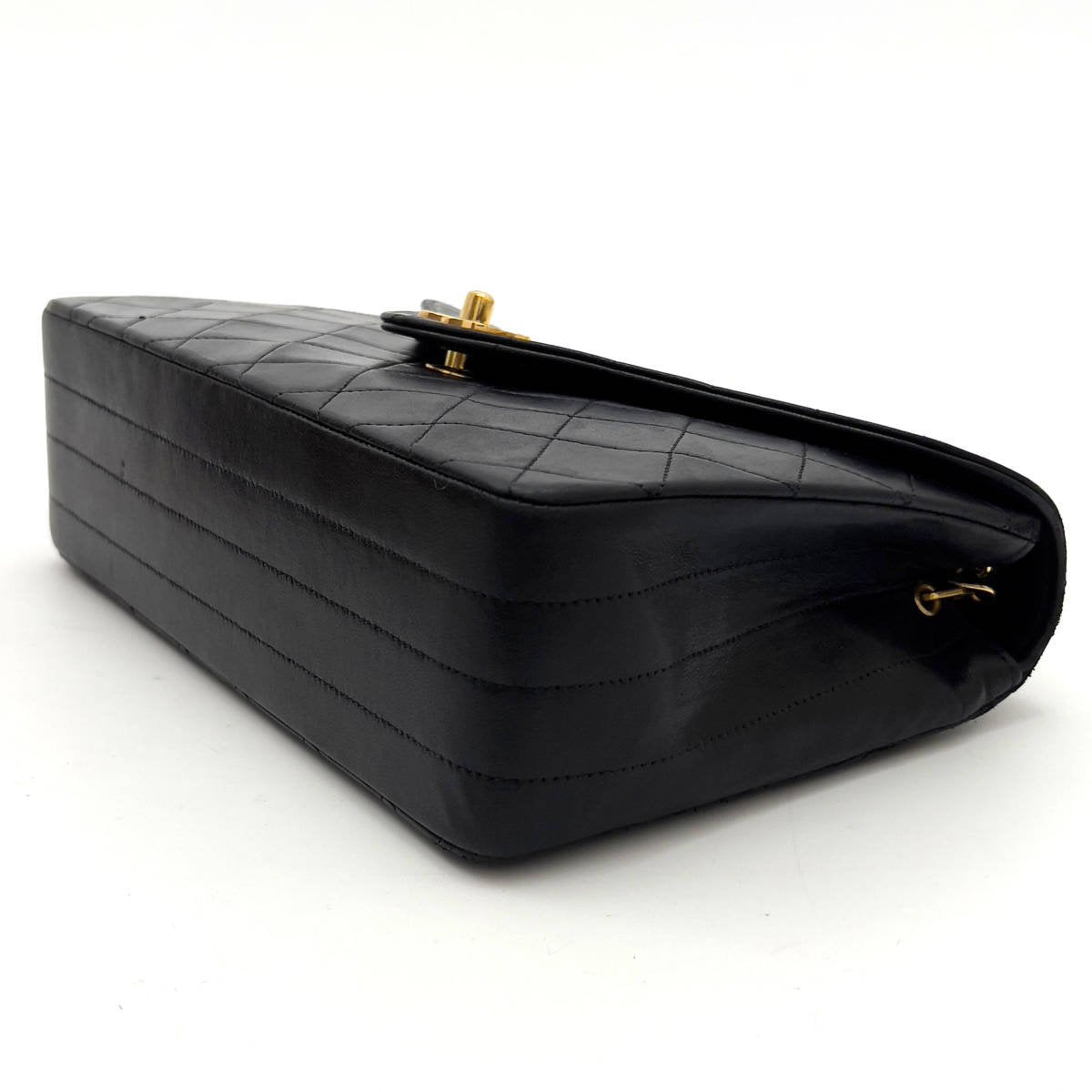 Chanel Shoulder Bag Flap Black Lambskin Leather Matrasse
