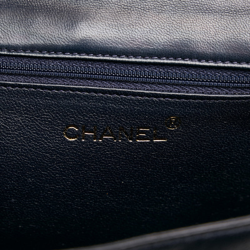 Chanel Shoulder Bag Flap Navy Lambskin Leather Matrasse