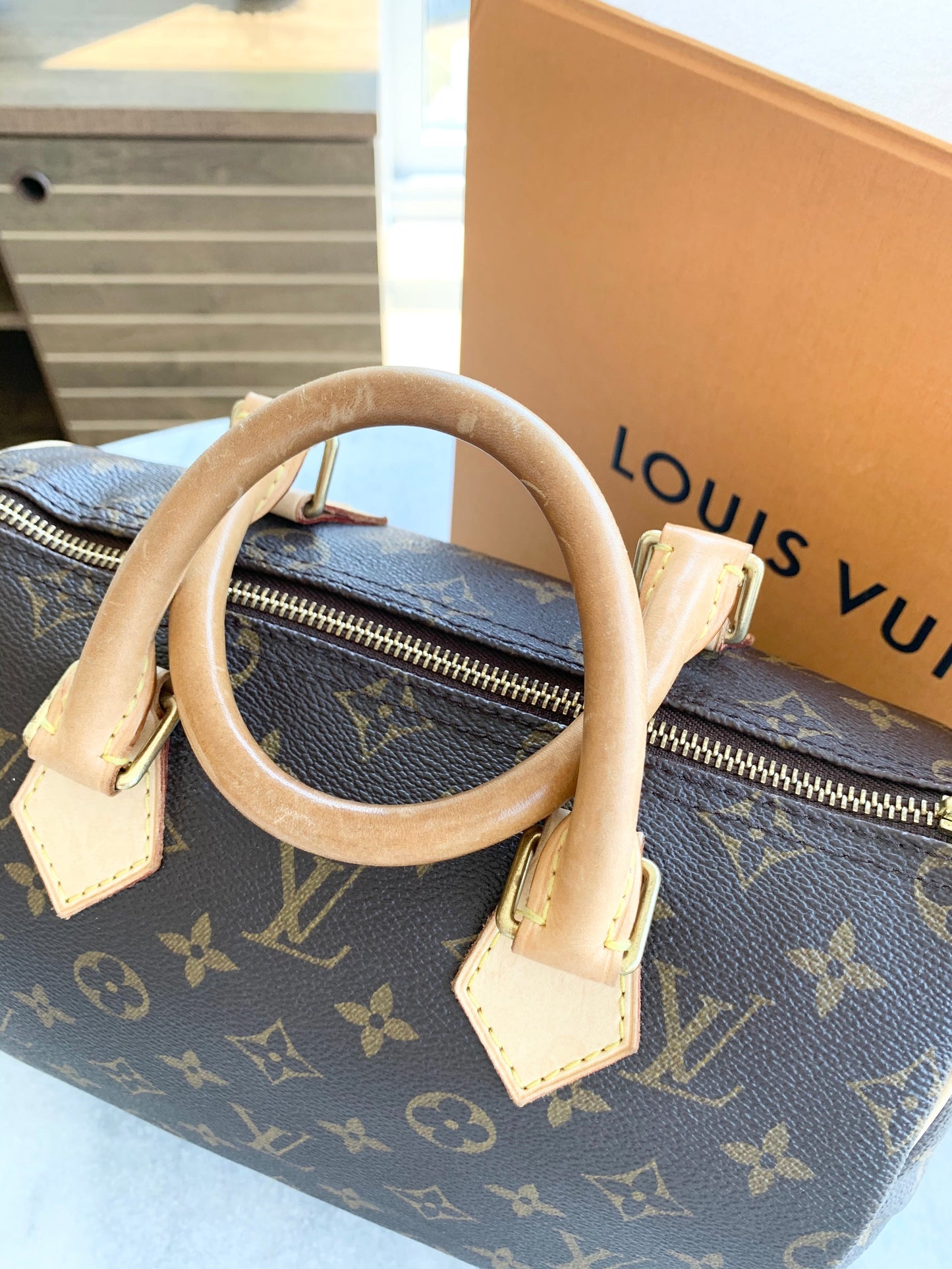 [ ] Louis Vuitton Speedy 25 Monogram Satchel Bag