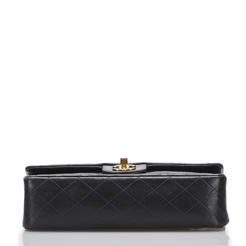 Chanel Classic Double Flap Shoulder Bag Medium Black Lambskin