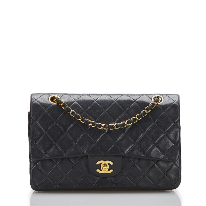 Chanel Classic Double Flap Shoulder Bag Medium Black Lambskin