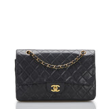 Chanel Classic Double Flap Shoulder Bag Medium Black Lambskin