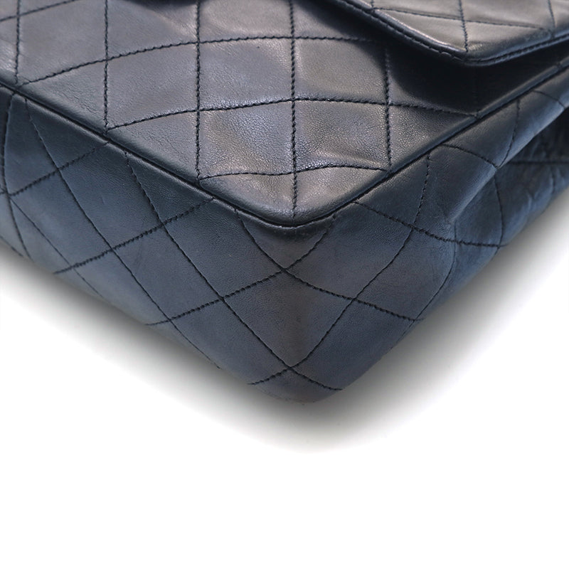 Chanel Shoulder Bag Flap Black Lambskin Leather Matrasse