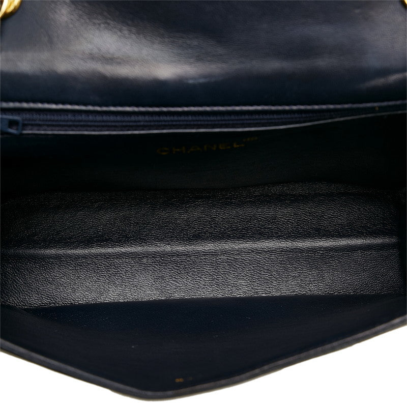 Chanel Shoulder Bag Flap Navy Lambskin Leather Matrasse
