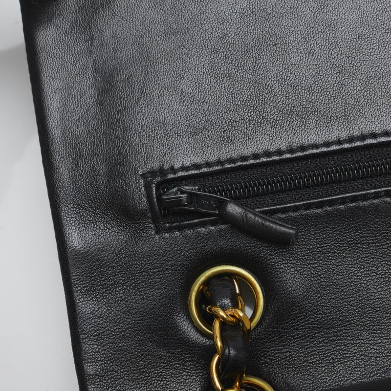 Chanel Classic Double Flap Shoulder Bag Medium Black Lambskin